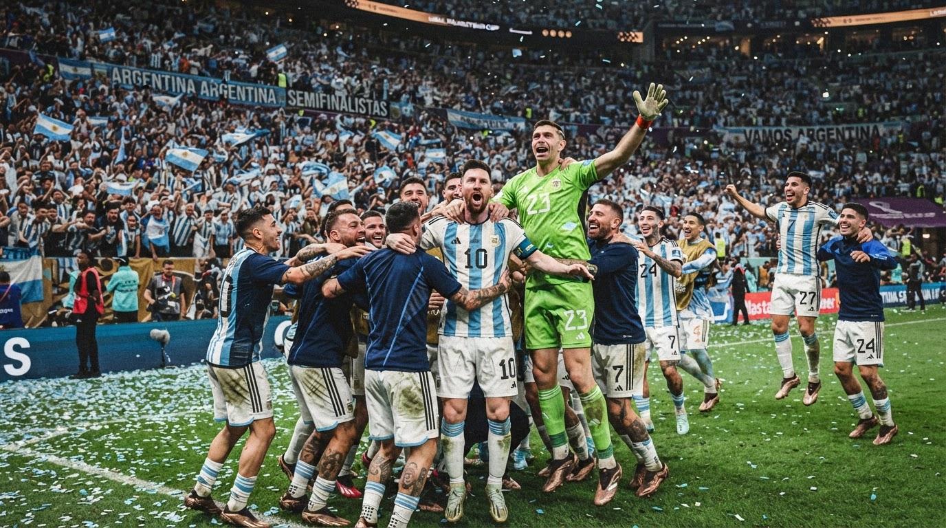 Argentinská fotbalová reprezentace oslavila postup do semifinále