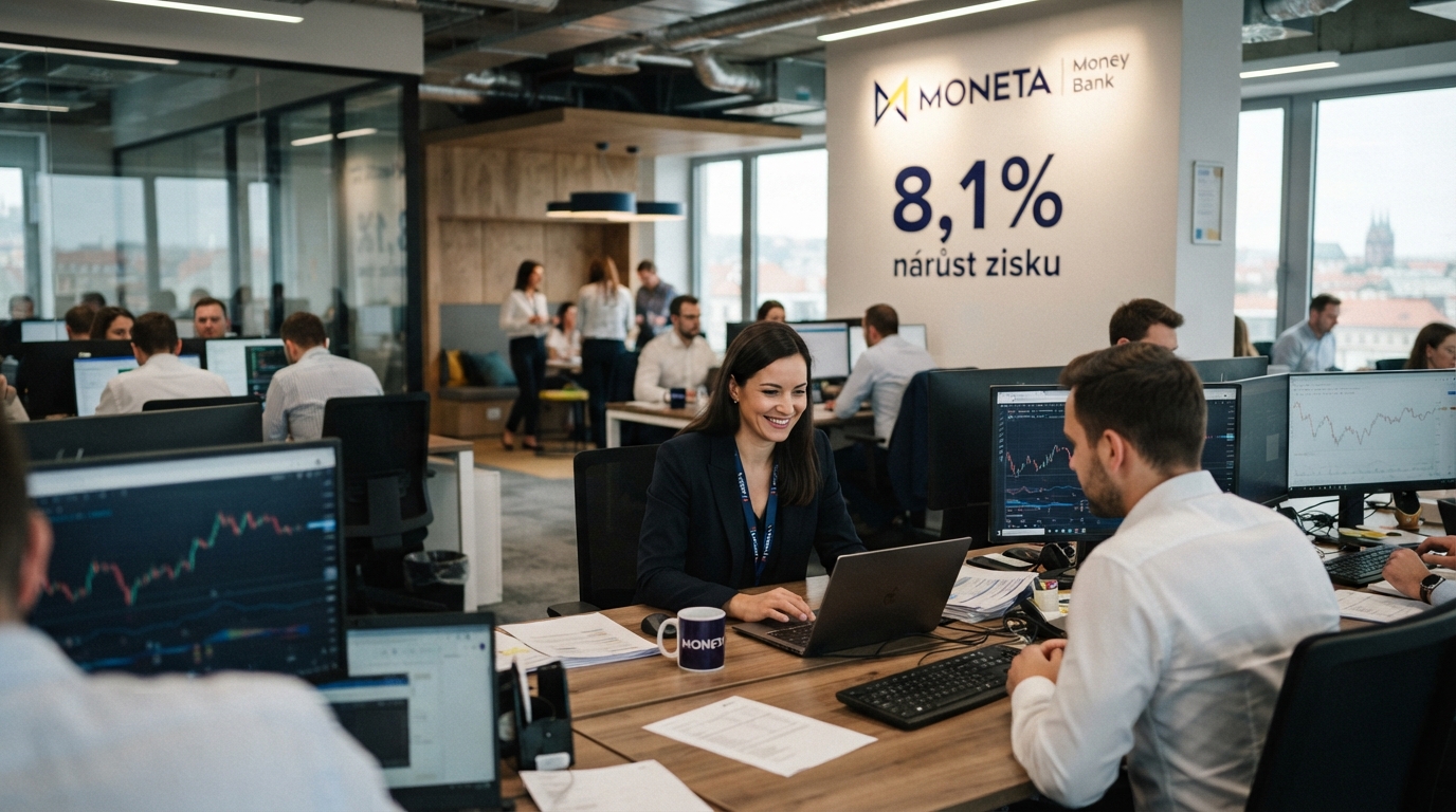 Moneta Money Bank hlásí 8,1% nárůst zisku díky rostoucím úvěrům
